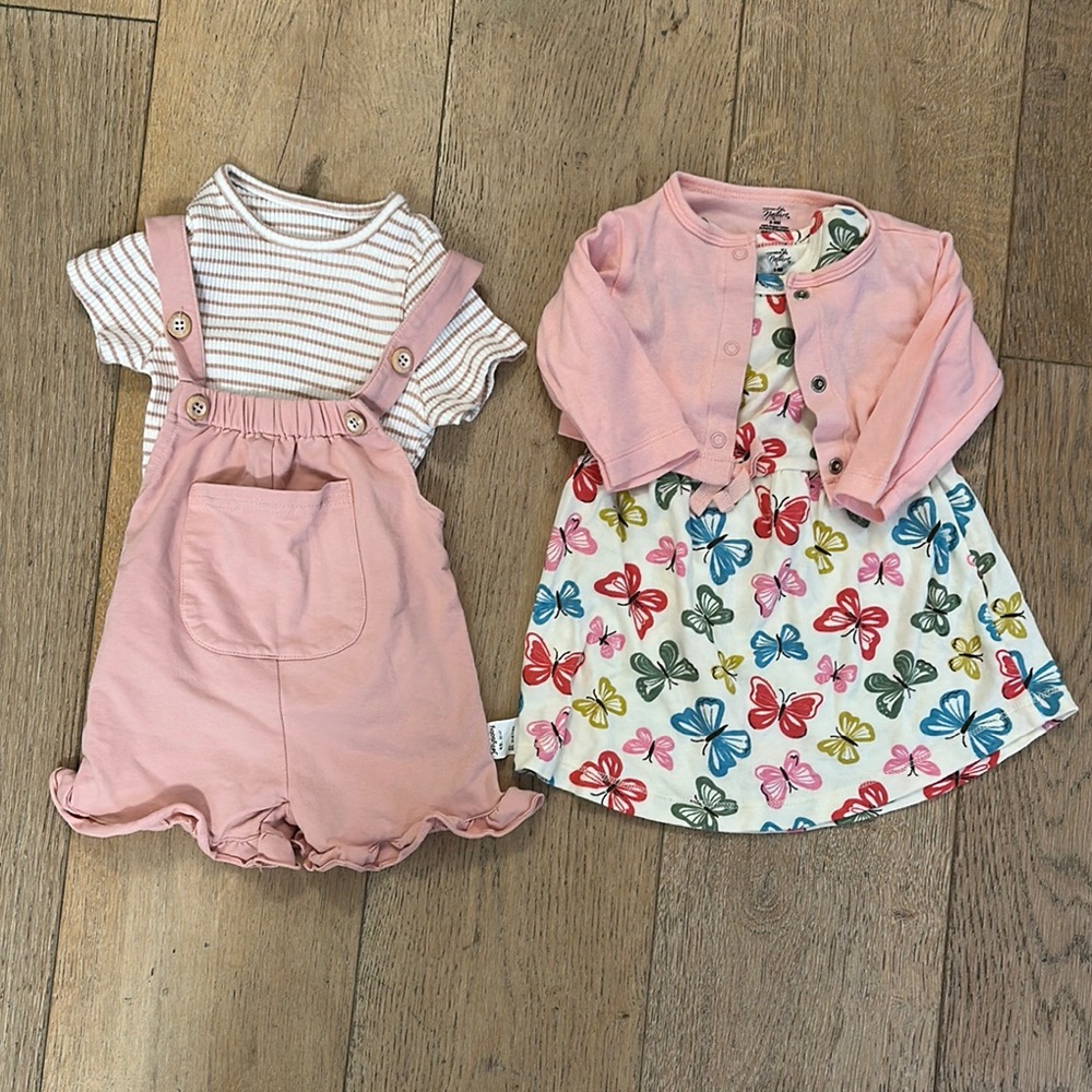Pink and White Matching Sets with Stripes and Floral Patterns